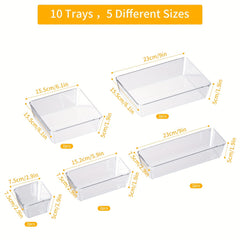 10 Pack Plastic Drawer Organisers for Makeup Office Kitchen Bathroom