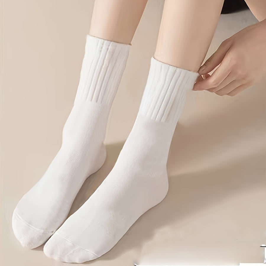 10 Pairs Breathable Solid Socks Women's Stockings