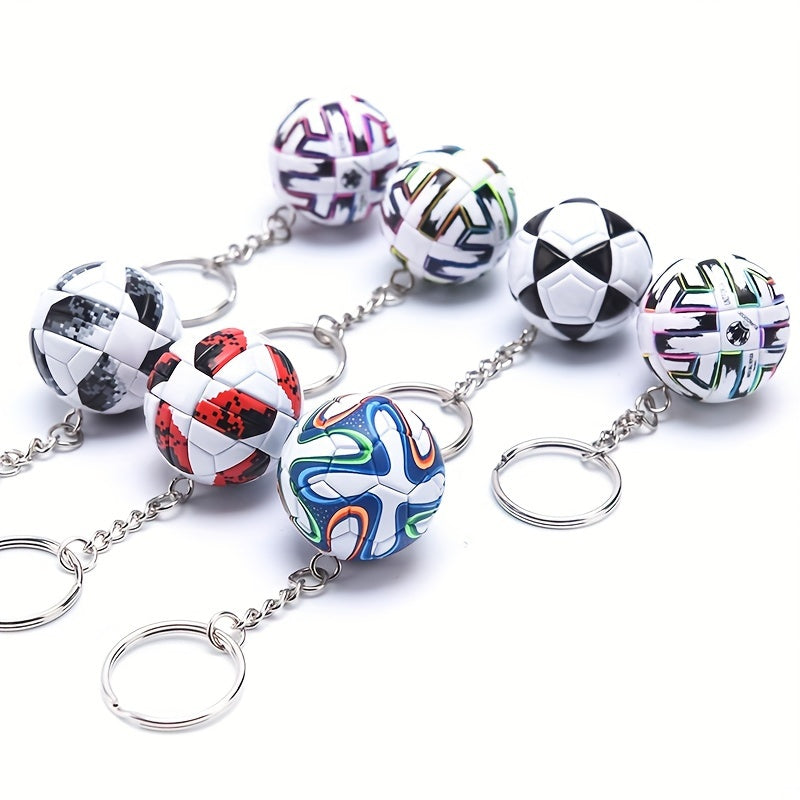 3D Soccer Ball PU Leather Keychain Cartoon Football Keyring Pendant