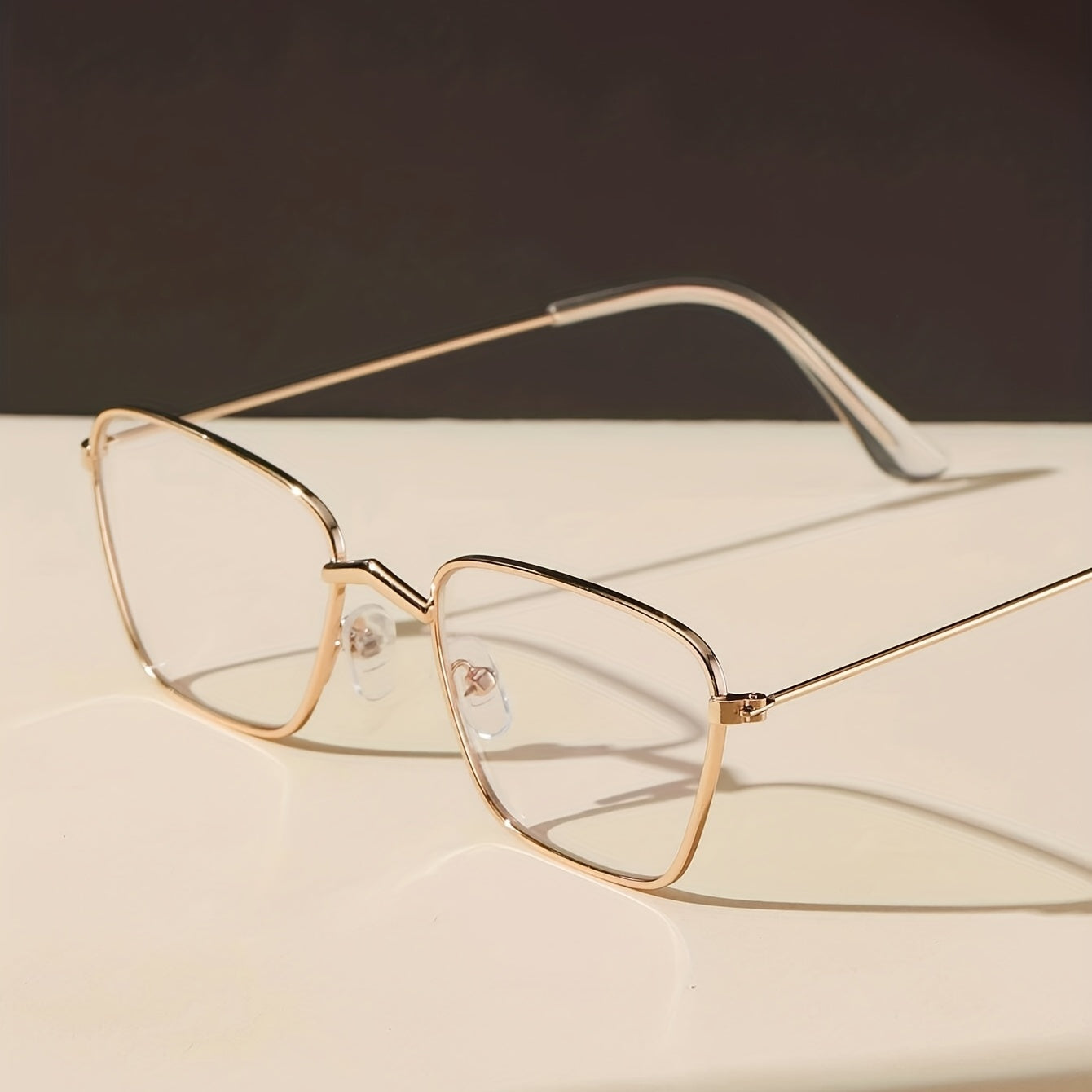 Vintage Thin Metal Frame Clear Lens Glasses Anti Light Eyewear