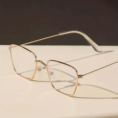 Vintage Thin Metal Frame Clear Lens Glasses Anti Light Eyewear