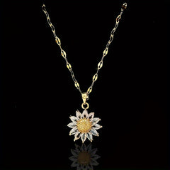 Charming Sunflower Necklace & Flower Gift Set for Thanksgiving Christmas