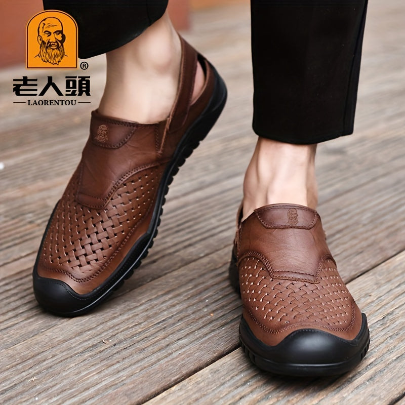 LAORENTOU Men's Leather Sandals for Hiking Trekking