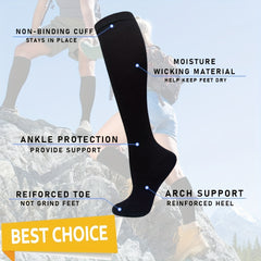 6 Pairs Copper Compression Socks 10-20 mmHg Knee High for Women Men
