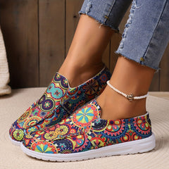 Women's Floral Print Skateboard Shoes Lightweight Walking Shoes