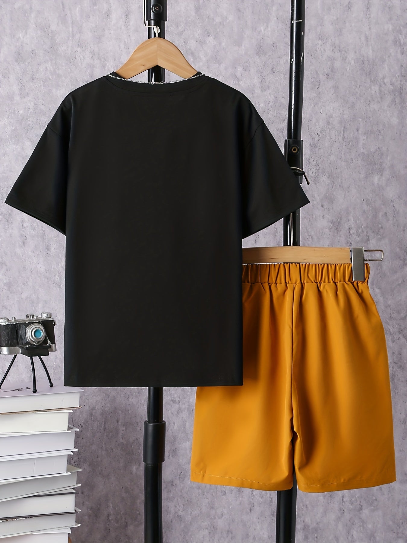 Boys Robotic Bear Graphic Casual Outfit Round Neck T shirt & Shorts Kids