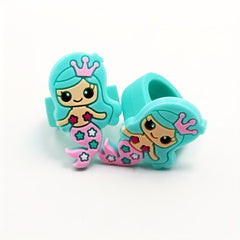 6pcs Cartoon Mermaid Silicone Ring Jewelry for Kids