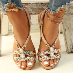 Women's Ethnic Style Braided Sandals Slip On Outdoor Sandals