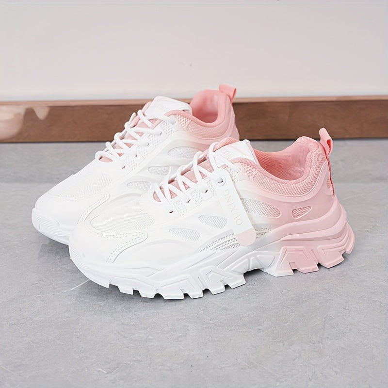 Women's Ombre Chunky Sneakers Lace-up Shoes
