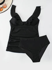 Ruched V Neck Tankini Set