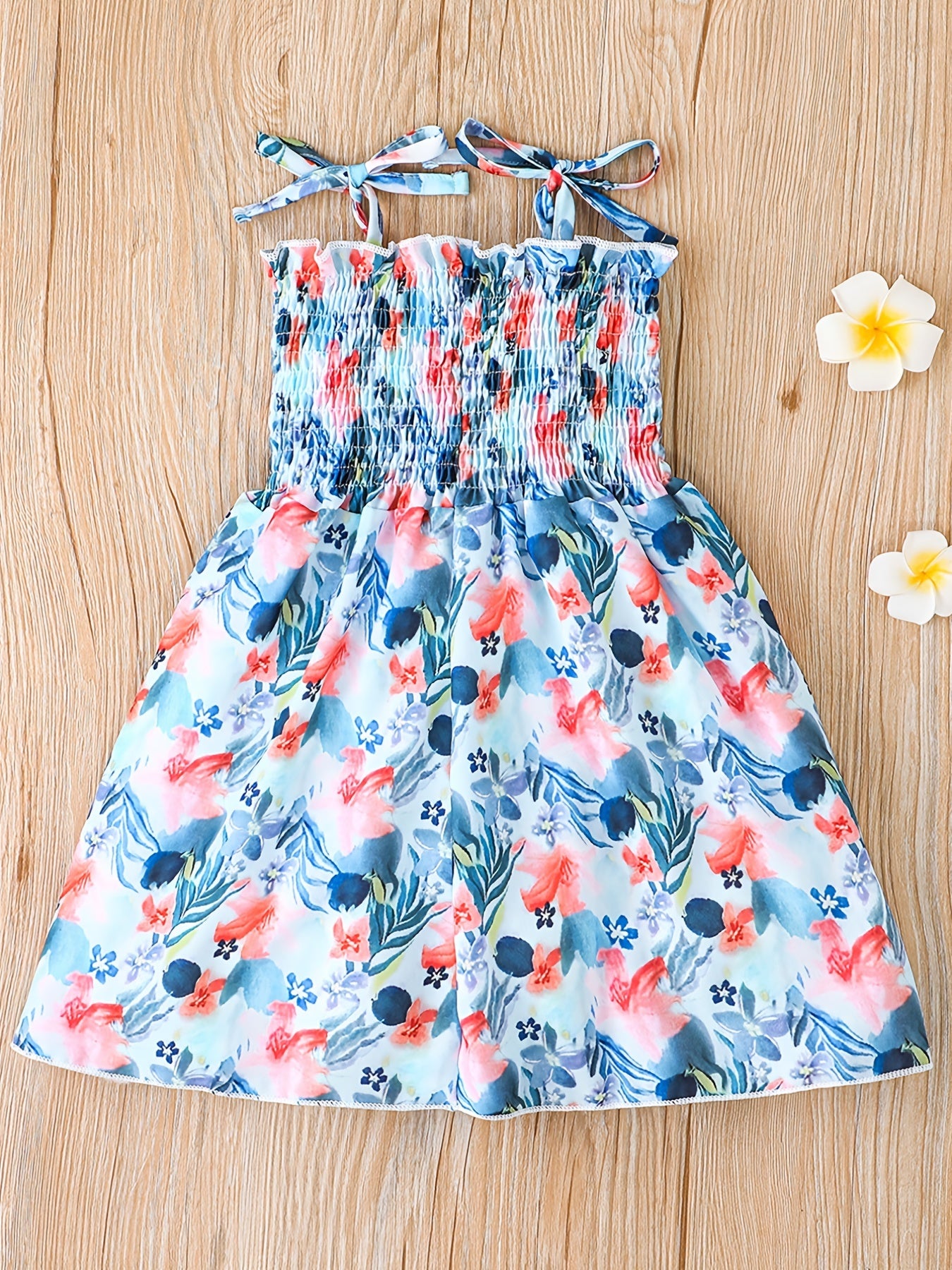 Girls Floral Print Strappy Sundress for Summer