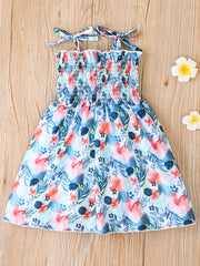 Girls Floral Print Strappy Sundress for Summer