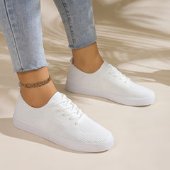 Women's Breathable Woven Sneakers Casual Lace Up Outdoor Shoes