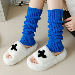Rib Knit Leg Warmers Knee High Socks Women's Stockings