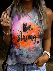 Graffiti Letter Print Tank Top Sleeveless Crew Neck Summer Casual Top
