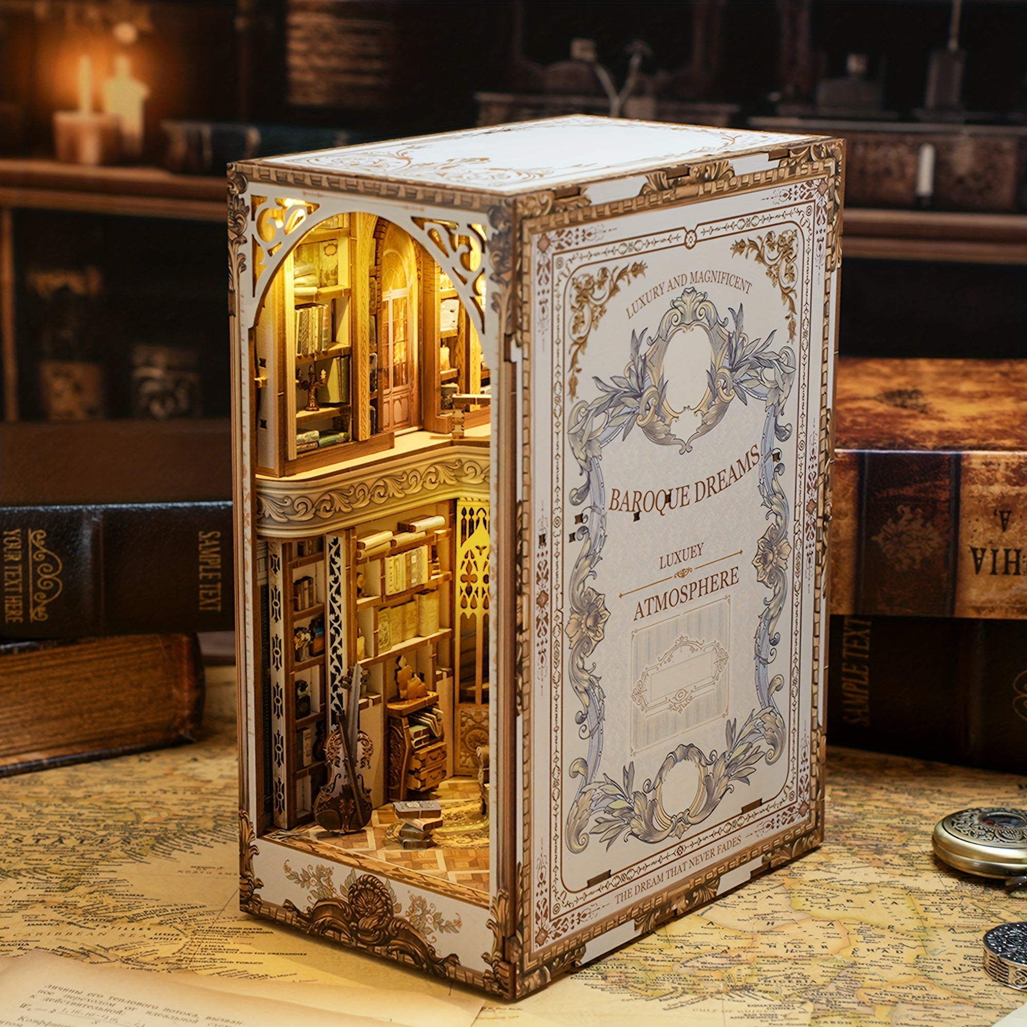 3D Puzzle DIY Book Corner Kit Dollhouse Bookshelf Insert Craft Project