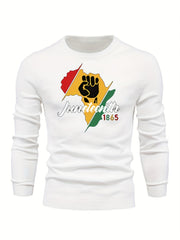 Juneteenth Print Sweater Men's Casual Retro Style Mid Stretch Pullover