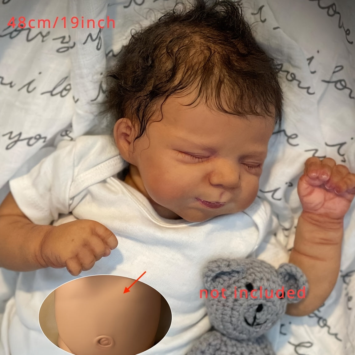 Realistic 19inch Reborn Kids Doll Full Body Vinyl Bebe Girl Soft Skin Bath Toy