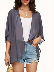 Casual Kimono Women's Plus Sheer Cardigan
