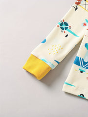 Kids 2pcs Airplane Print Pajama Set