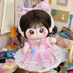 Pink Fox Princess Dress Plush Doll Outfit for 7.8in Dolls