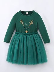 Girls Christmas Party Mesh Dress