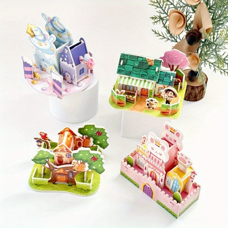 16pcs 3D Paper Puzzle Games for Kids - Educational Farm Castle Ocean Clown