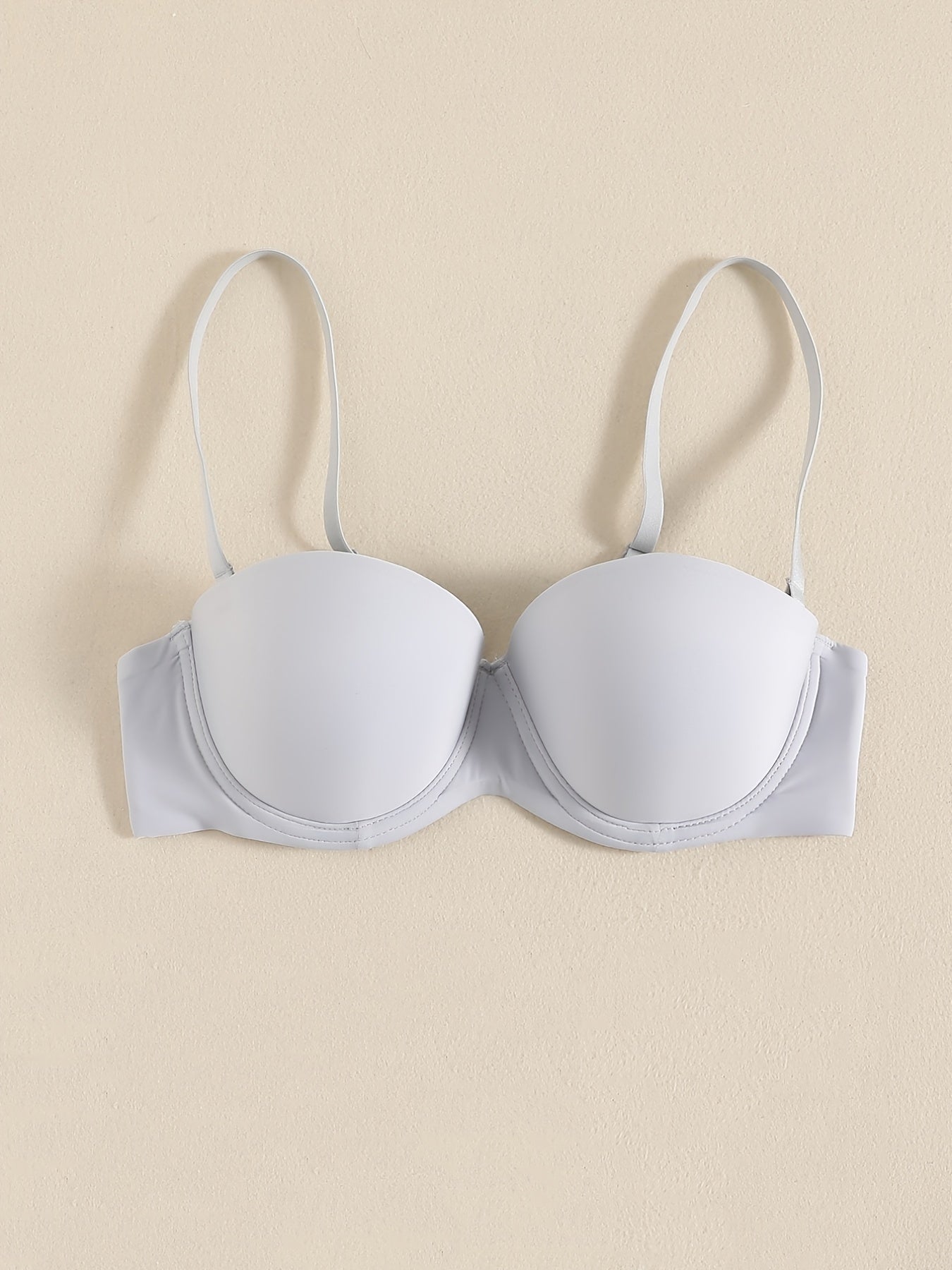 Glossy Molded Cup Push Up Bra Comfort Invisible Removable Strap T Shirt Bra