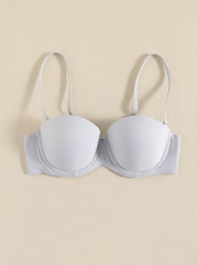 Glossy Molded Cup Push Up Bra Comfort Invisible Removable Strap T Shirt Bra