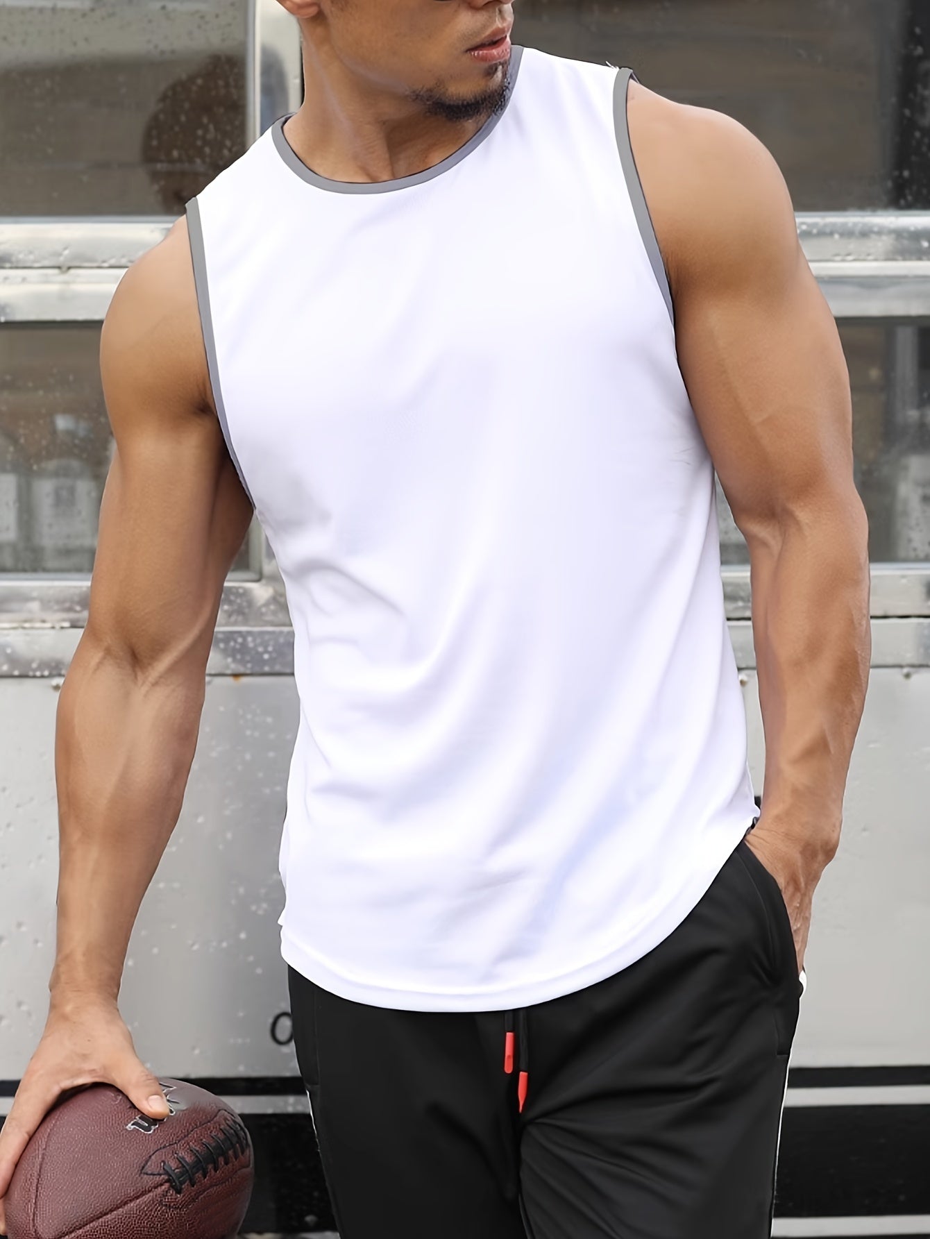 Men's Solid Tank Top Casual Comfy Vest For Summer Gym Workout