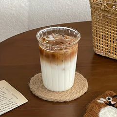 420ml Retro Transparent Glass Water Cup for Outdoor Camping Picnic Travel