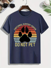 Men's Paw Print T shirt Active Comfy Slightly Stretch Crew Neck Tee