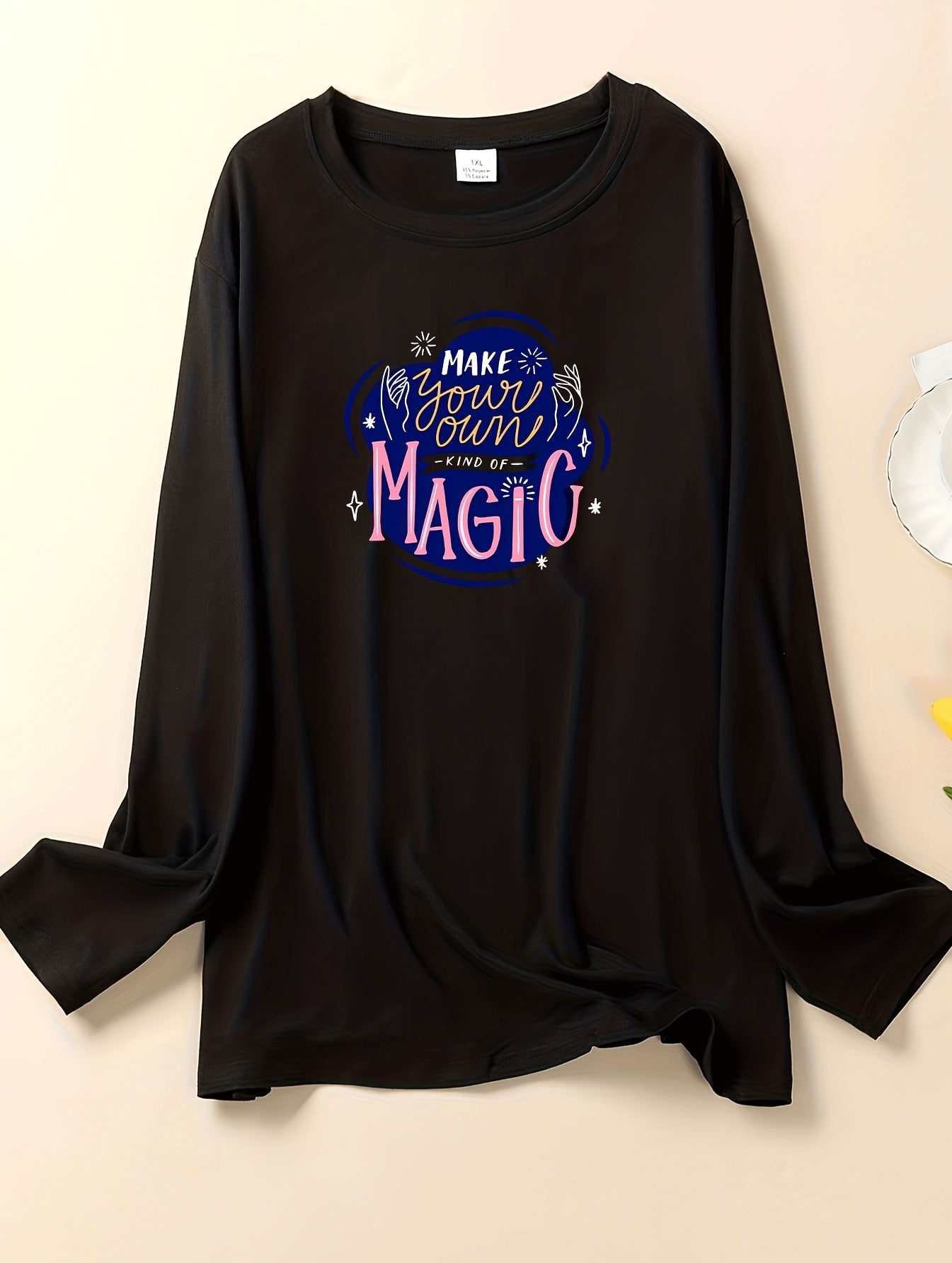 Letter Graphic Long Sleeve Sleepwear Tee