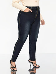 Washed Button Fly Skinny Jeans Women's Plus Skinny Jeans
