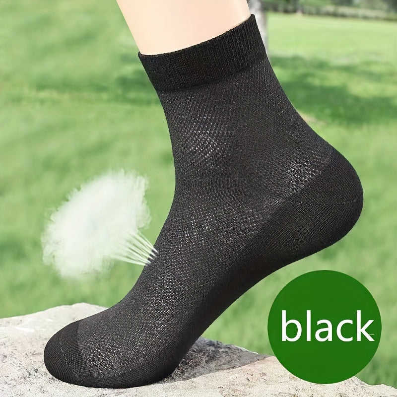 Men's Solid Crew Socks Breathable Comfy Casual Unisex Summer Wearing