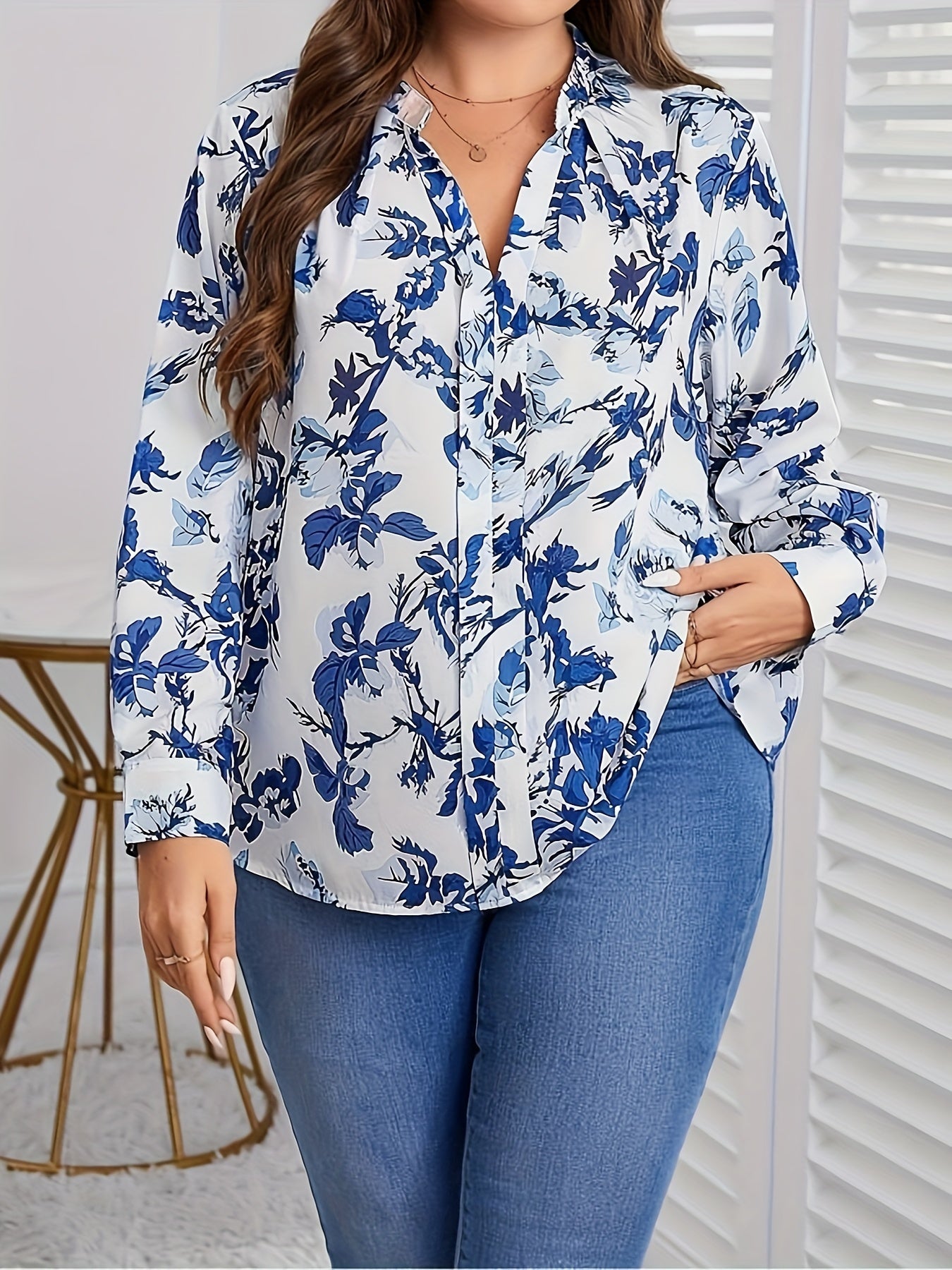 Floral Print Long Sleeve Blouse