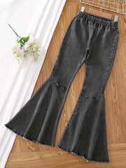 Girls Classic Flared Jeans High Waisted Bell Bottom Pants
