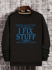 Tough Slogan Print Sweatshirt Men's Casual Graphic Crew Neck Pullover Sweatshirt