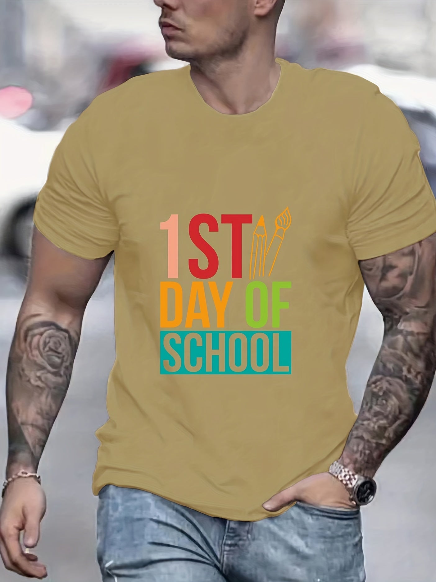 Back To School Men's Graphic Crew Neck Active T-shirt