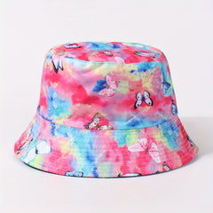 Butterfly Flag Print Reversible Bucket Hat Lightweight Fisherman Cap