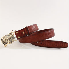Men's Dragon Pattern Buckle Belt, Casual Business Style