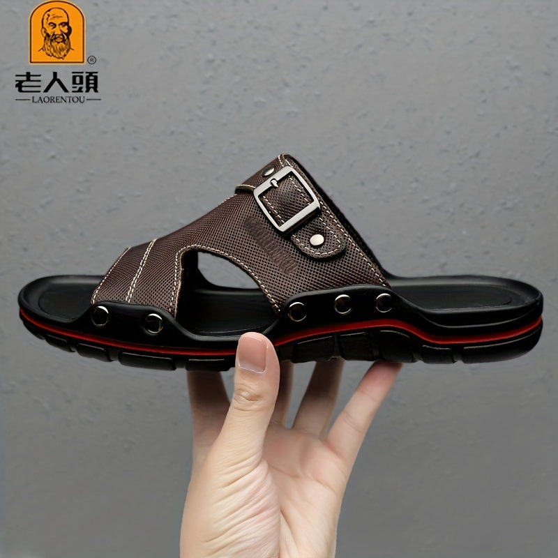 LAORENTOU Men's Leather Sandals for Hiking Trekking