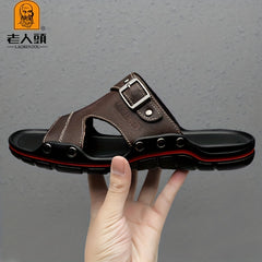 LAORENTOU Men's Leather Sandals for Hiking Trekking