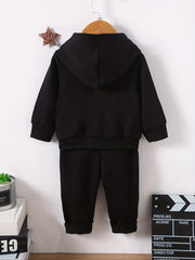 Boy's Cartoon Face 2pcs Hoodie & Sweatpants Set