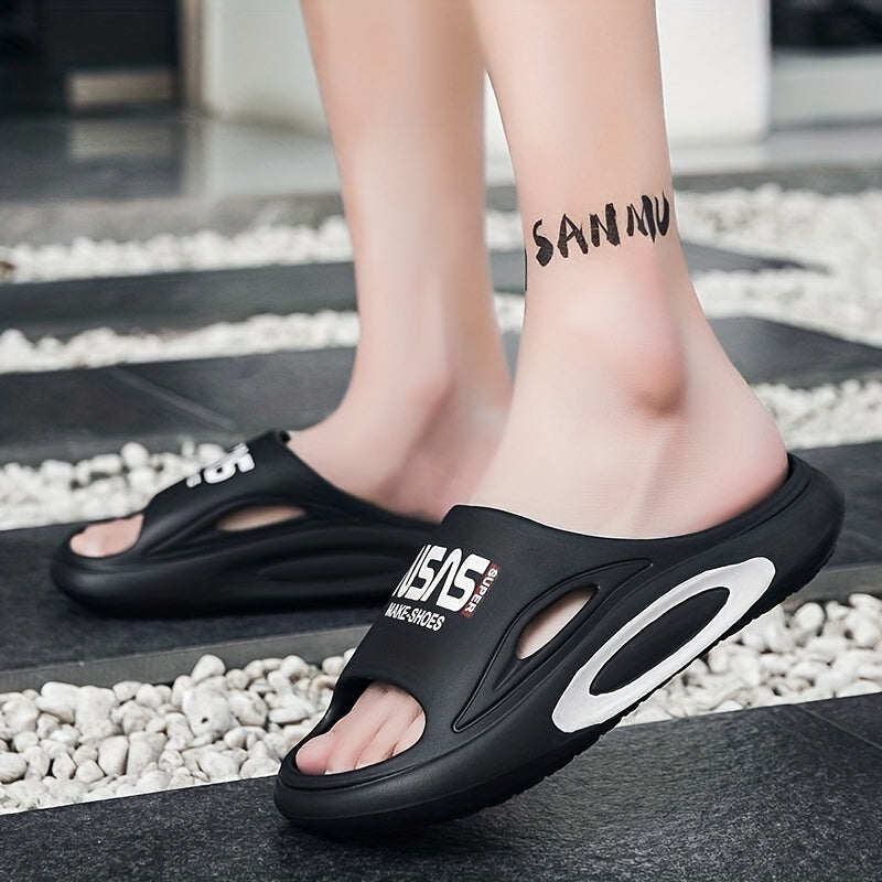 Men's Alphabet Non Slip Platform Slides Comfortable Cloud Slides