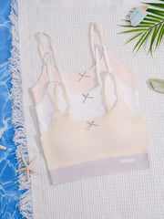 Seamless Girl Underwear Set: Fixed Cup, Matching Small Strap