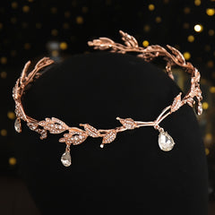 Vintage Crystal Rhinestone Leaf Tiara Crown Headband Hair Accessories