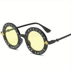 Round Frame Small Bee Sunglasses Men's Mixed Decorate Glasses