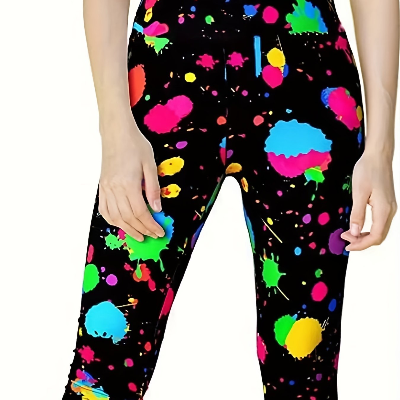 Splatter Print Sports Leggings Slim Stretchy Butt Lifting Yoga Pants