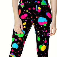 Splatter Print Sports Leggings Slim Stretchy Butt Lifting Yoga Pants